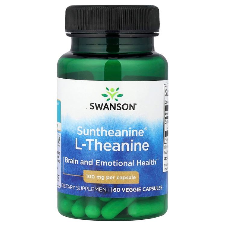 ال-تیانین Suntheanine۱۰۰ میلیگرم سوانسون – آرامش ذهن و تعادل احساسی (۶۰ عدد)