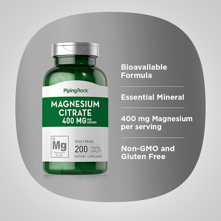 منیزیم سیترات پایپینگ راک | جذب خوب | 400mg | 200 قرص
