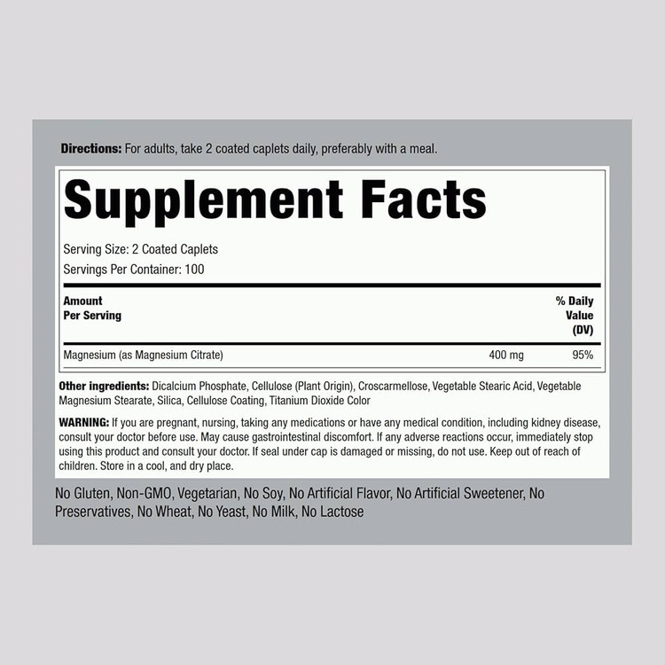 منیزیم سیترات پایپینگ راک | جذب خوب | 400mg | 200 قرص
