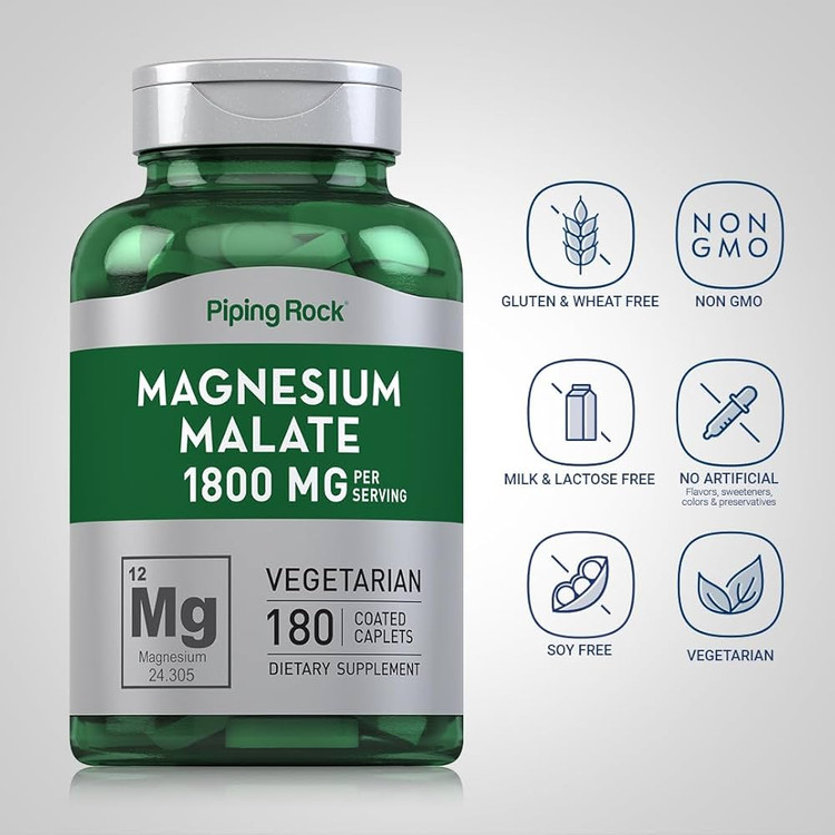 منیزیم مالات پایپینگ راگ | انرژی + عضله | 1800mg | 180 عدد
