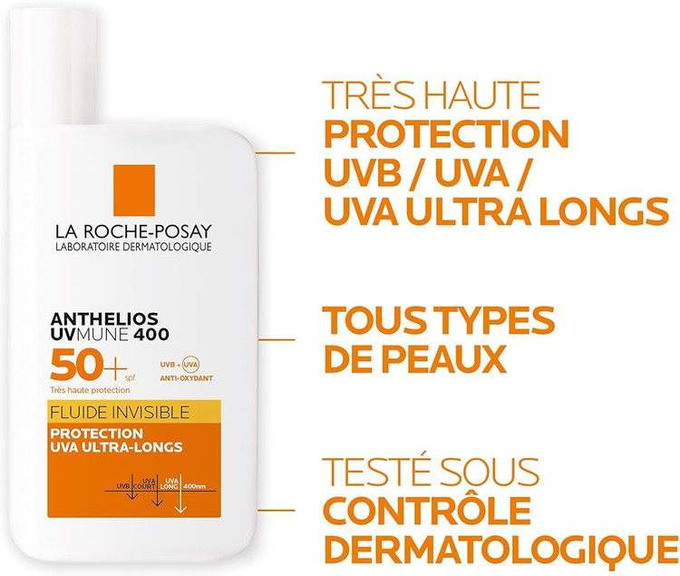 ضدآفتاب 50 میل لاروش پوزای آنتلیوس یووی میون 400 فلوید نامرئی SPF50