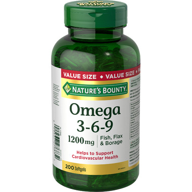 مکمل اسیدهای چرب ضروری 1200میلی گرم نیچرز بونتی_ روغن ماهی، بذر کتان و گل گاوزبان – حمایت از سلامت قلب، مغز و پوست_200سافت ژل