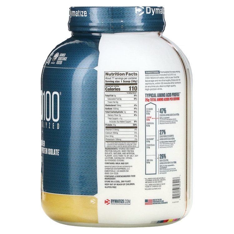 وی ایزوله هیدرولیزه دایماتیز ISO100 – طعم وانیل – 2.3 کیلوگرم
