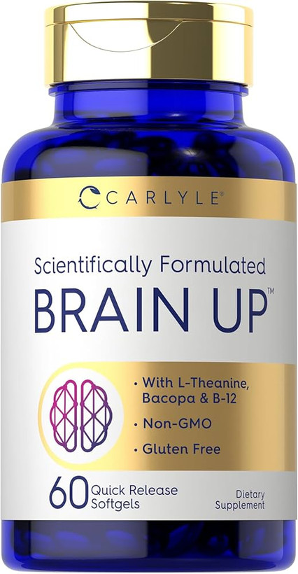 کپسول تقویت حافظه و تمرکز کارلایل Brain Up با ال تیانین و باکوپا 60 عددی