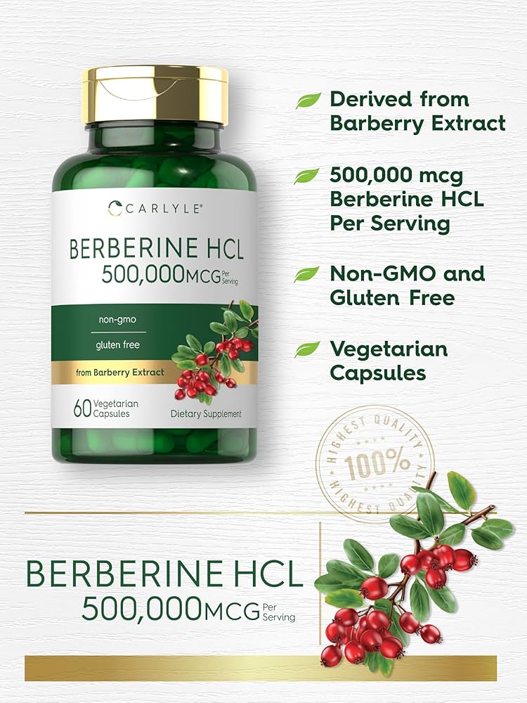 کپسول بربرین 500 میلی گرم کارلایل Berberine HCL 500mg اصل 60 عددی