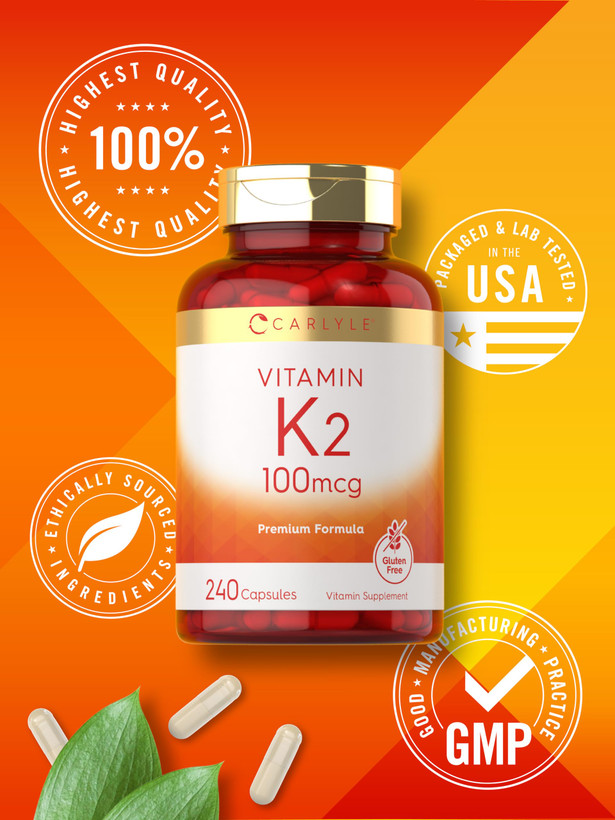 کپسول ویتامین K2 کارلایل 100 میکروگرم 240 عددی (MK-4) تقویت استخوان و قلب