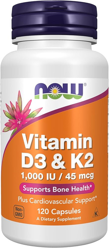 ویتامین D3 و K2 ناو فودز ۱۲۰ کپسول (1000 IU / 45 mcg)